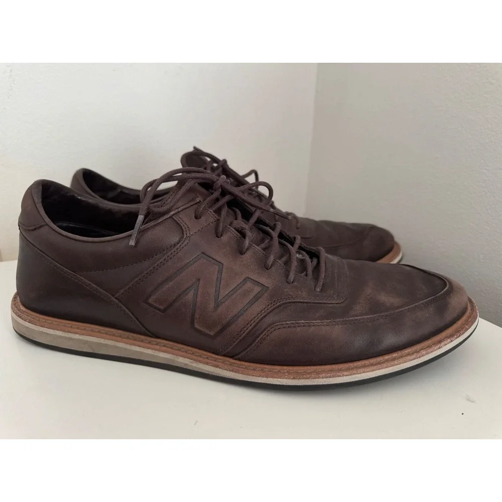 New Balance MD1100BR Mens Size 14 Brown Leather Dress Sneakers Shoes